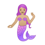 Merperson Emoji with Medium-Light Skin Tone, Google style