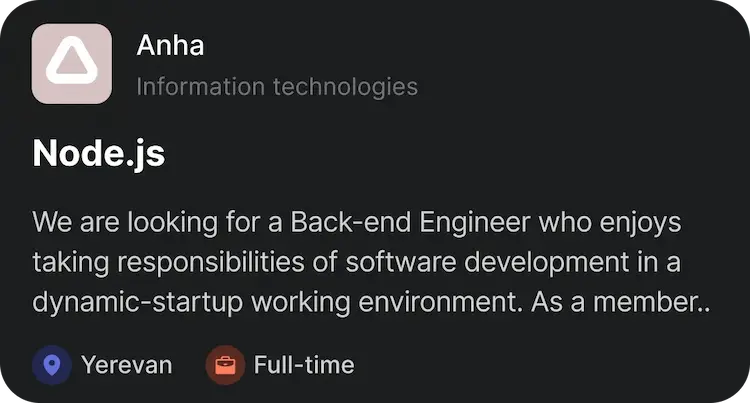 Job categories in the HR Drone app
