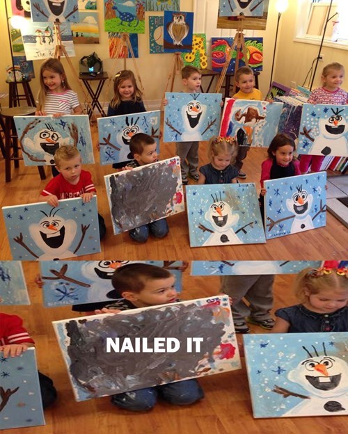 school art kids olaf parenting frozen painting Nailed It - 8385302784