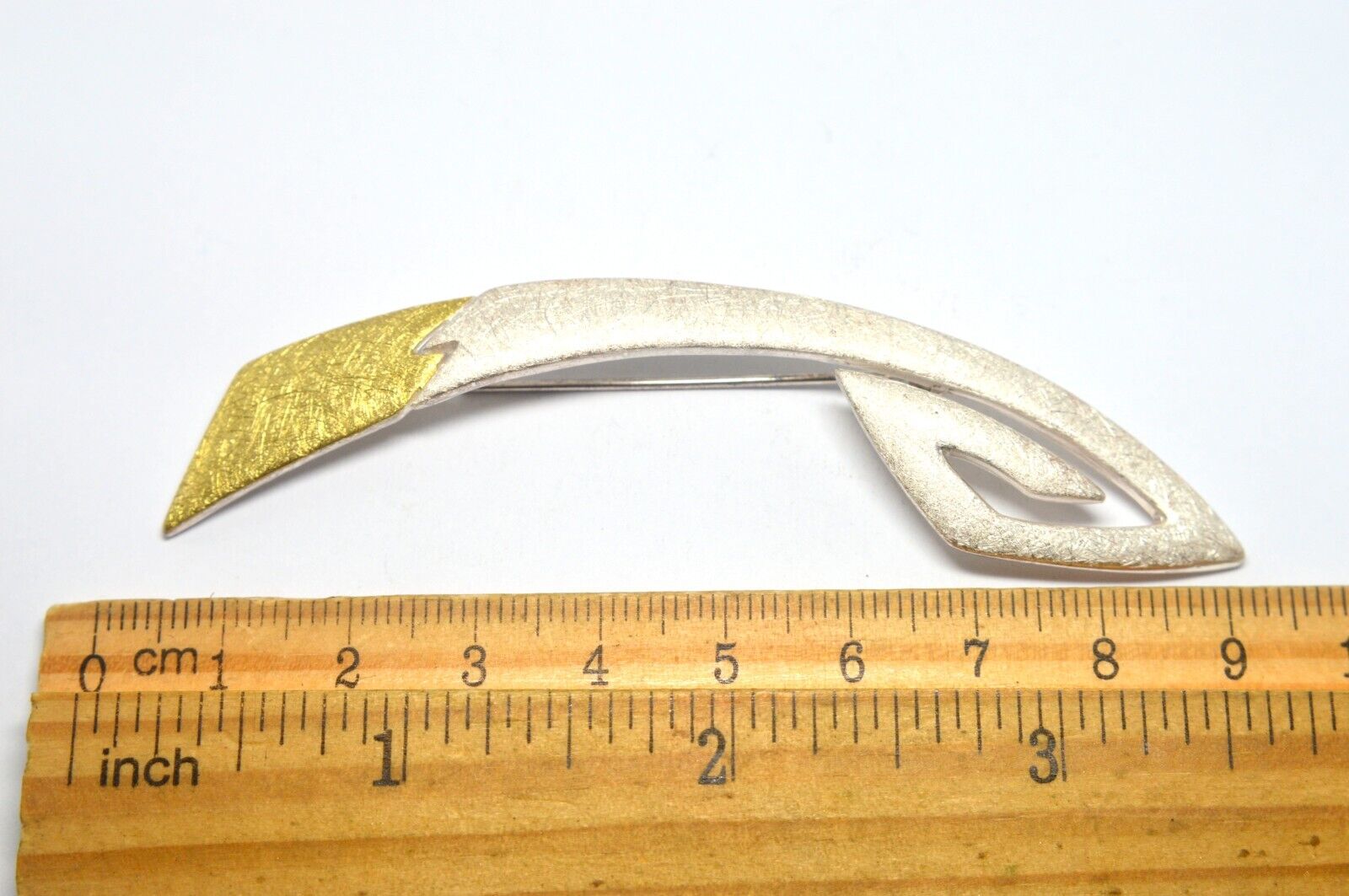 LARGE ! 925 STERLING SILVER DESIGNER LONG BROOCH - image 7