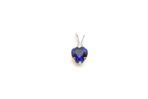 10k White Gold Lab-Created Sapphire CZ Heart Pend… - image 1