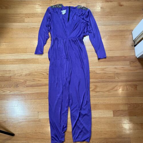 Vintage 80s Purple Sequin Jumpsuit Rothschild Nigh