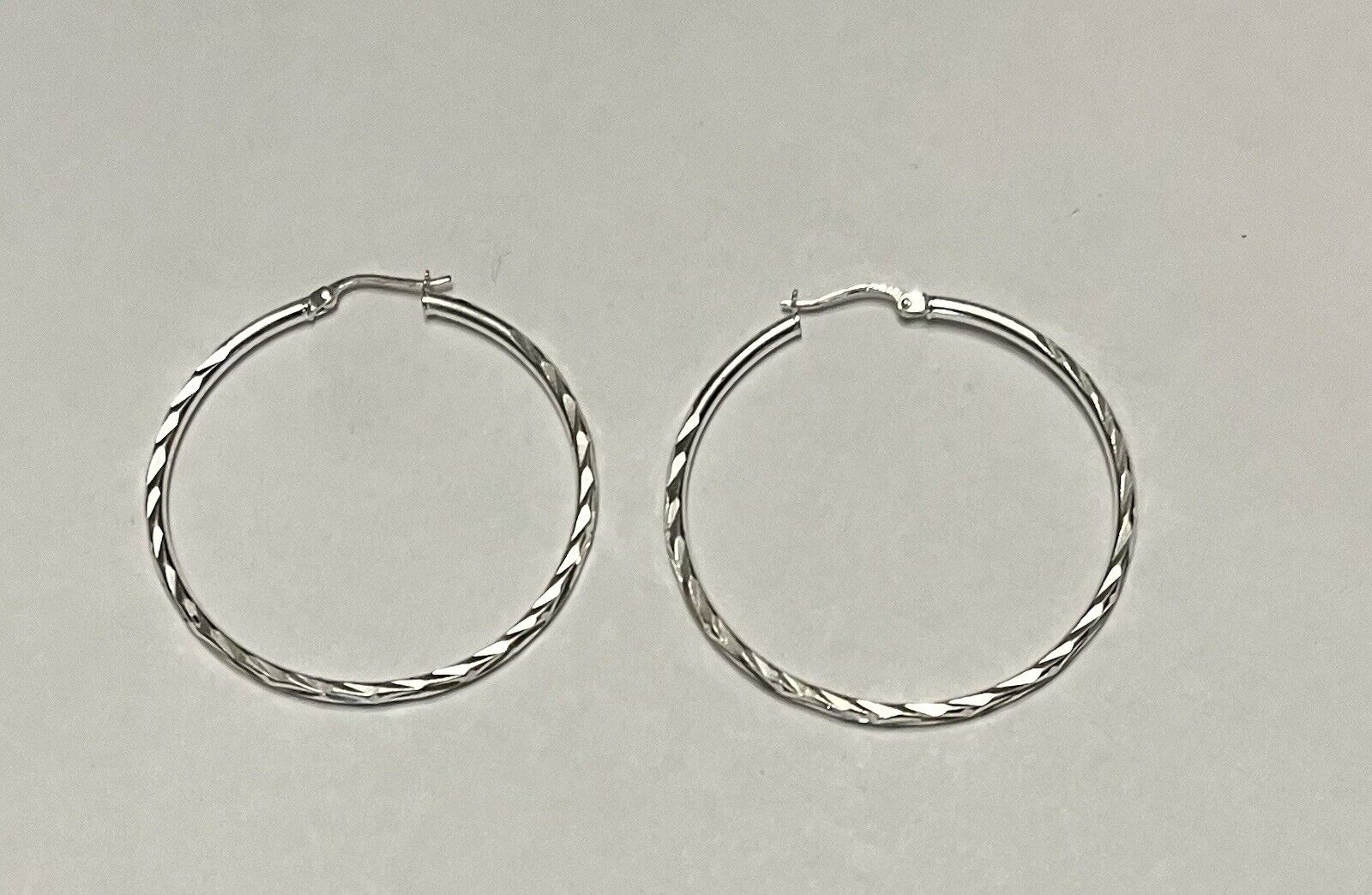 925 Sterling Silver Hoop Earrings Large 1.6” - image 2