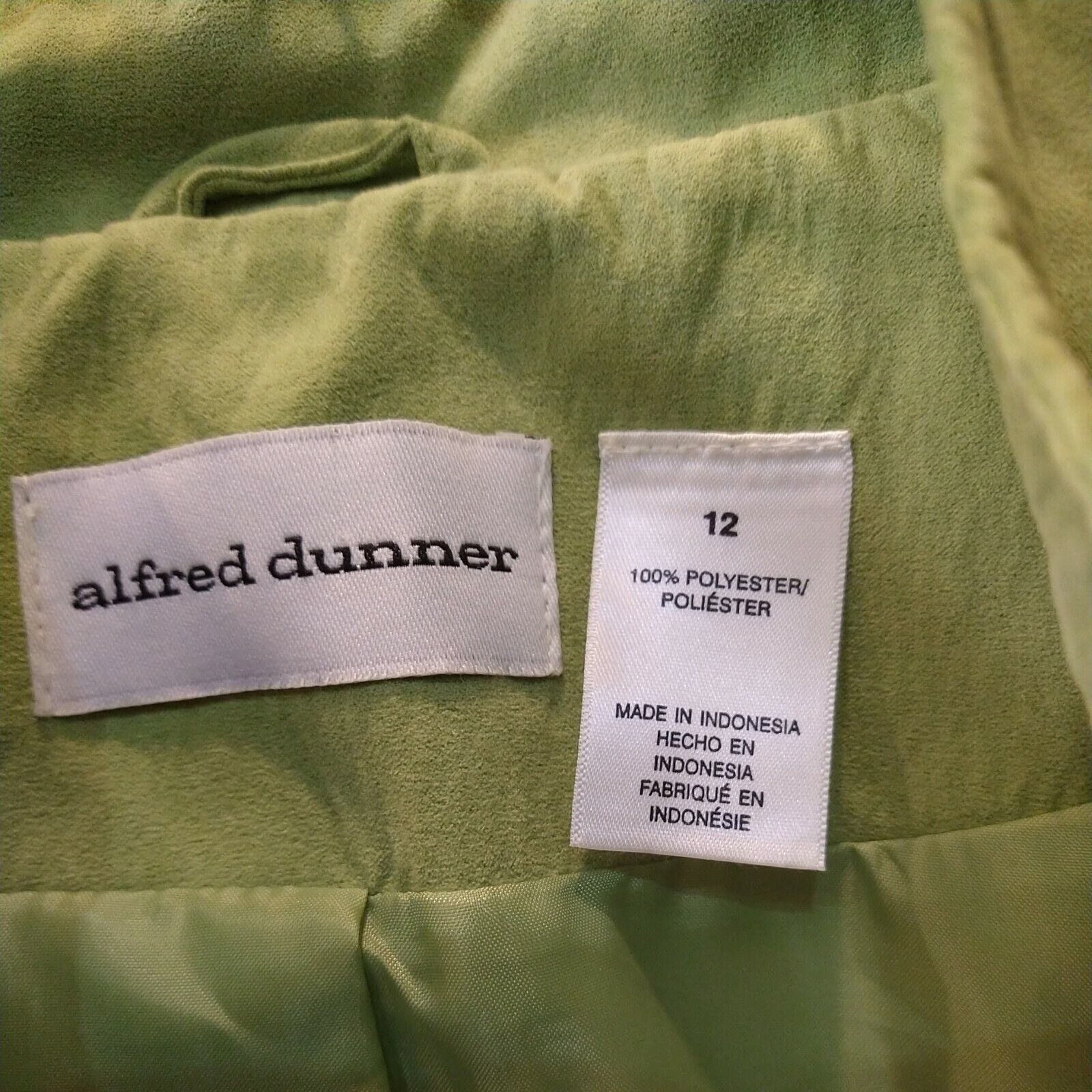 Alfred Dunner VTG Faux Suede Lime Green Full Zip … - image 3