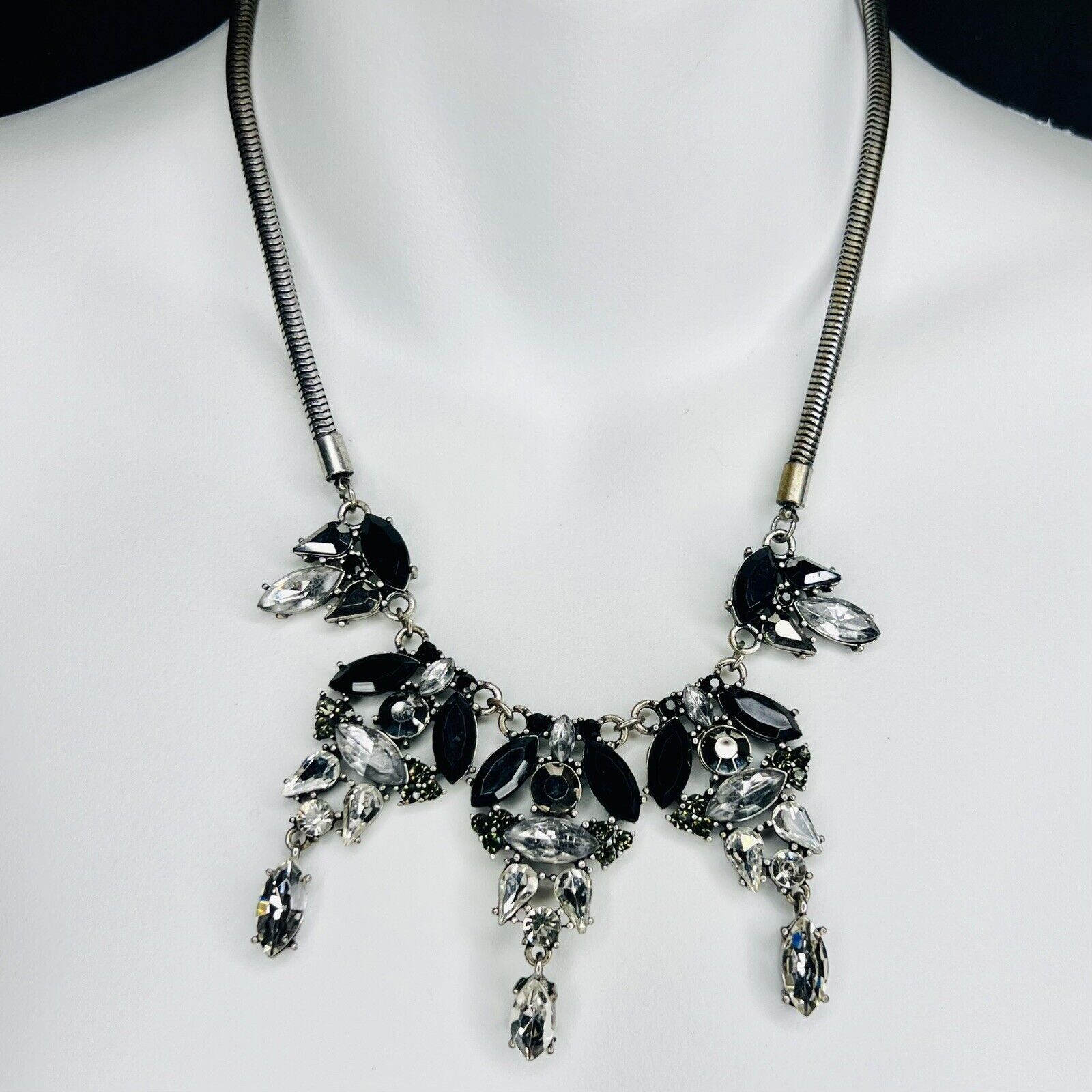 Vintage Statement Clear Black Sparkling Rhineston… - image 2