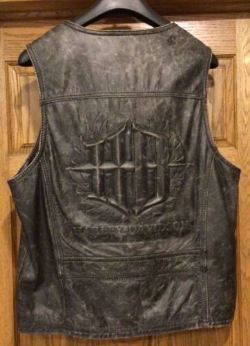 Vtg Harley Davidson Embossed Distressed Gray Black