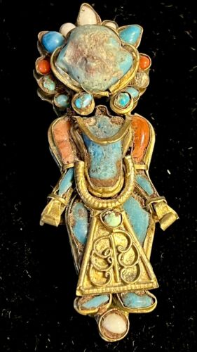 Vintage Nepal Deity Pin Brooch Tibetan Nepalese Br