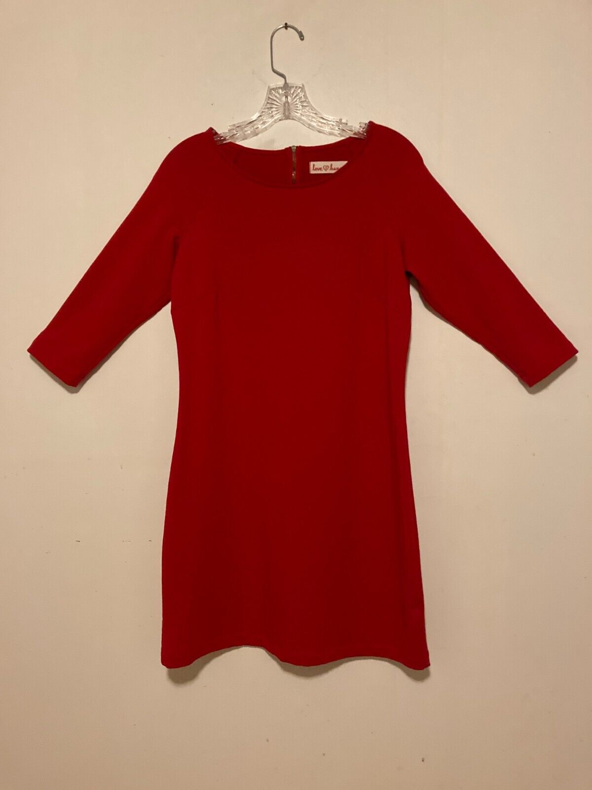 Love Hanna Red Dress Small Heavy Knit 3/4 Sleeves - image 1