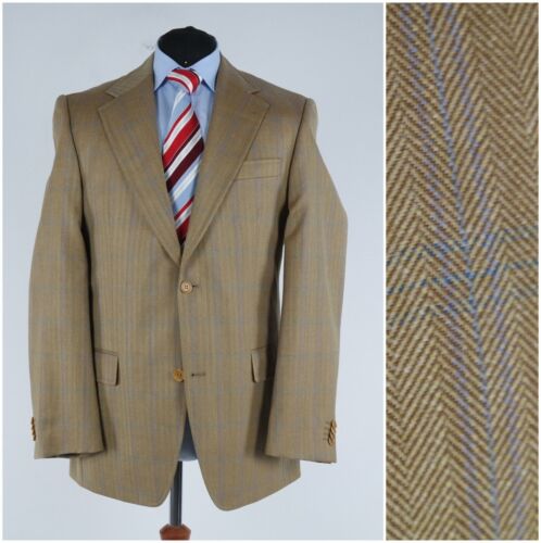 Mens Wool Silk Sport Coat 42L US Size DANIELS Pla… - image 1