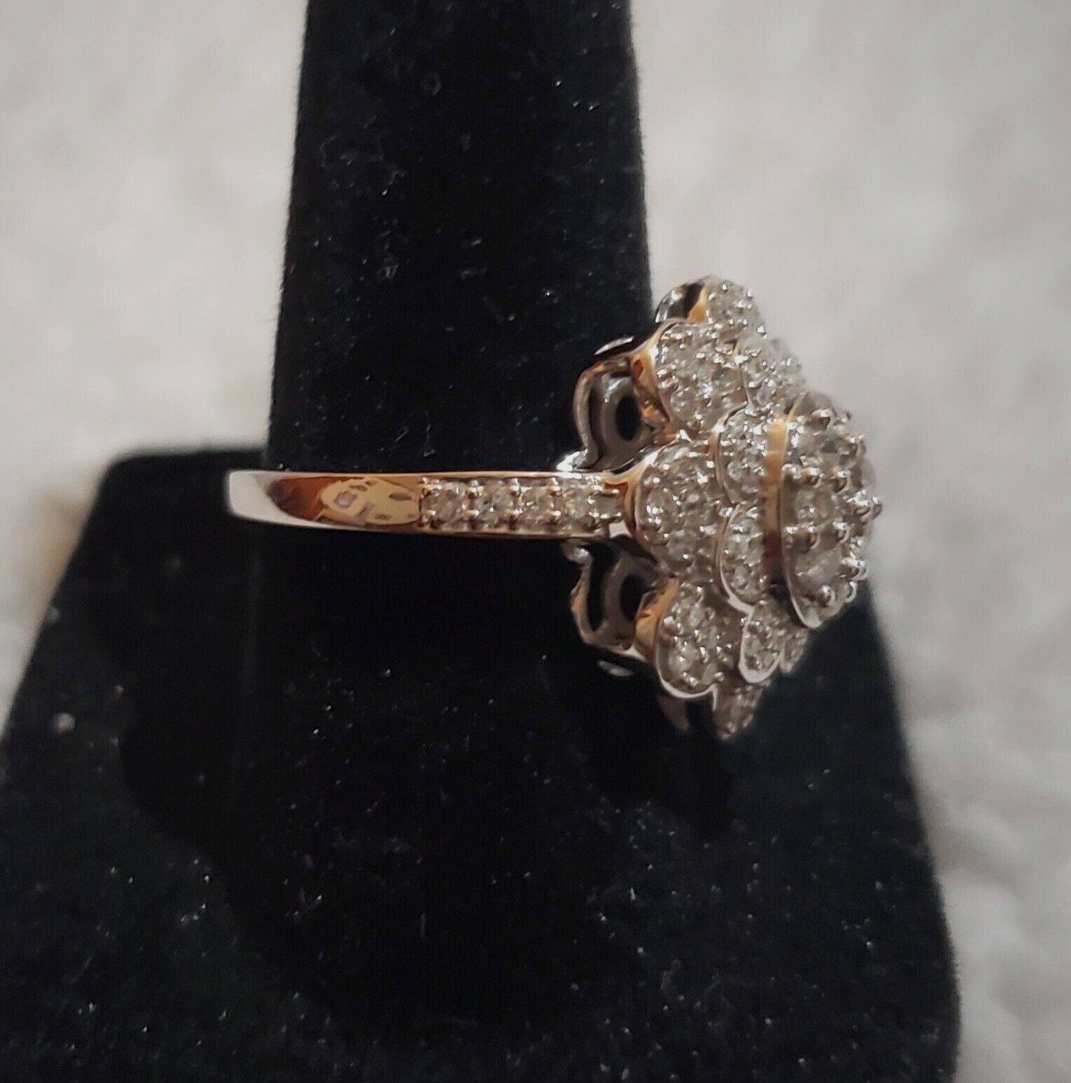 Beautiful diamond cocktail ring 10k white gold si… - image 3