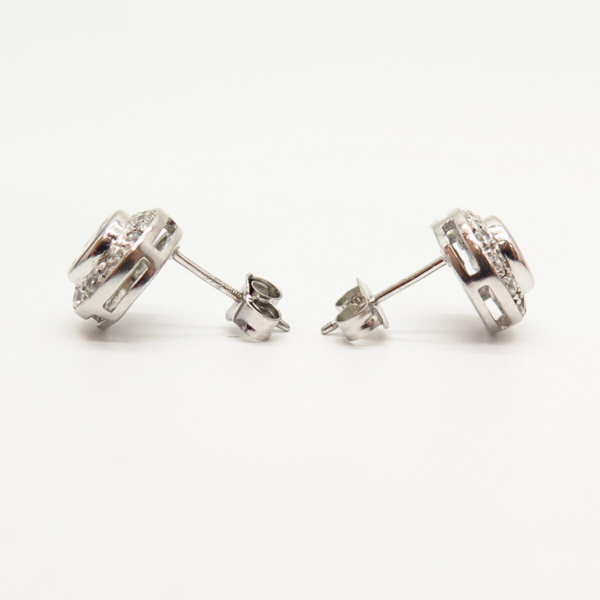 925 Sterling Silver C Z Stud Earrings - image 4