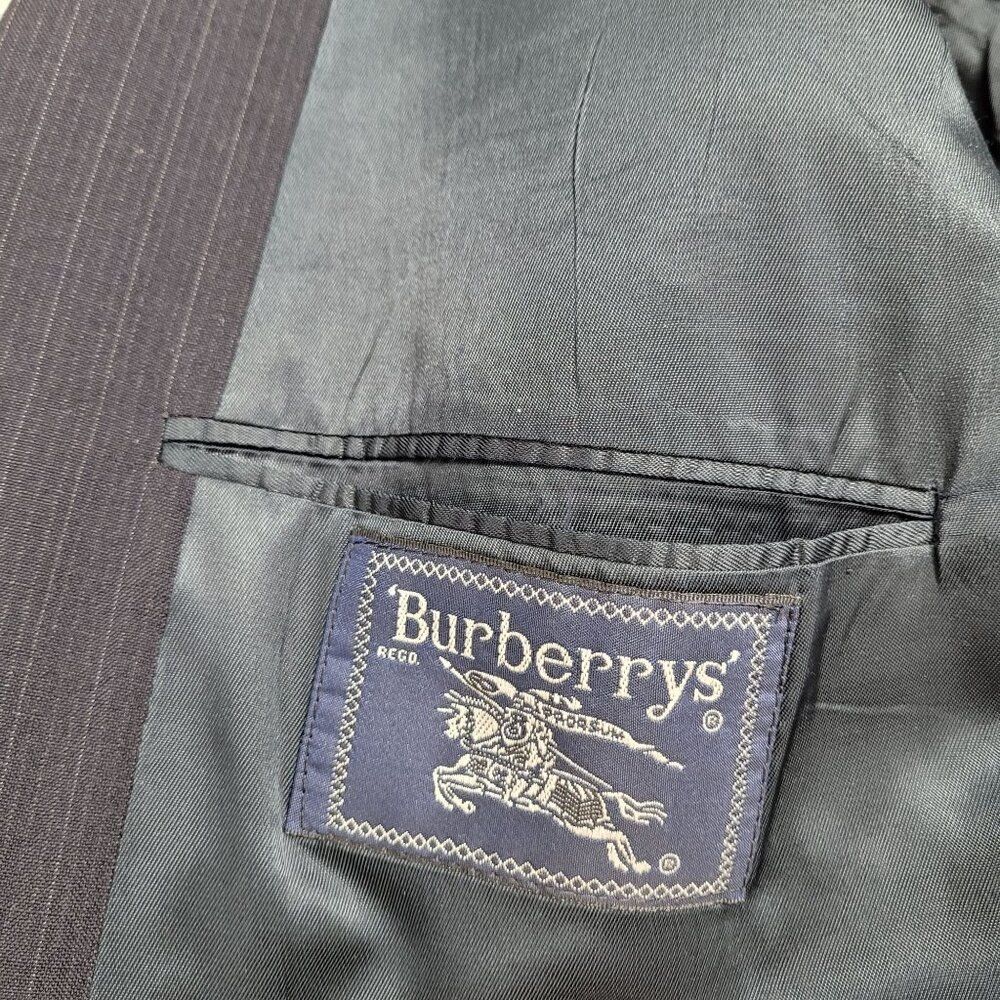 VTG Burberrys Wool Mens Dark Navy Pinstripe Blaze… - image 5