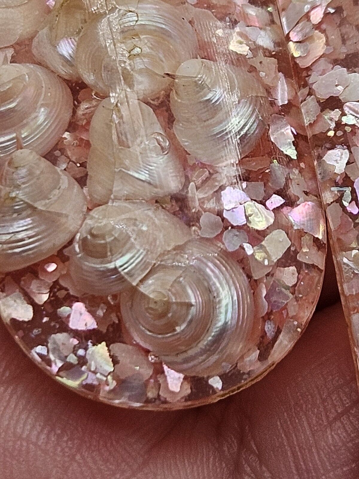 Vintage Confetti Glitter Sea Shell Inclusion Luci… - image 5