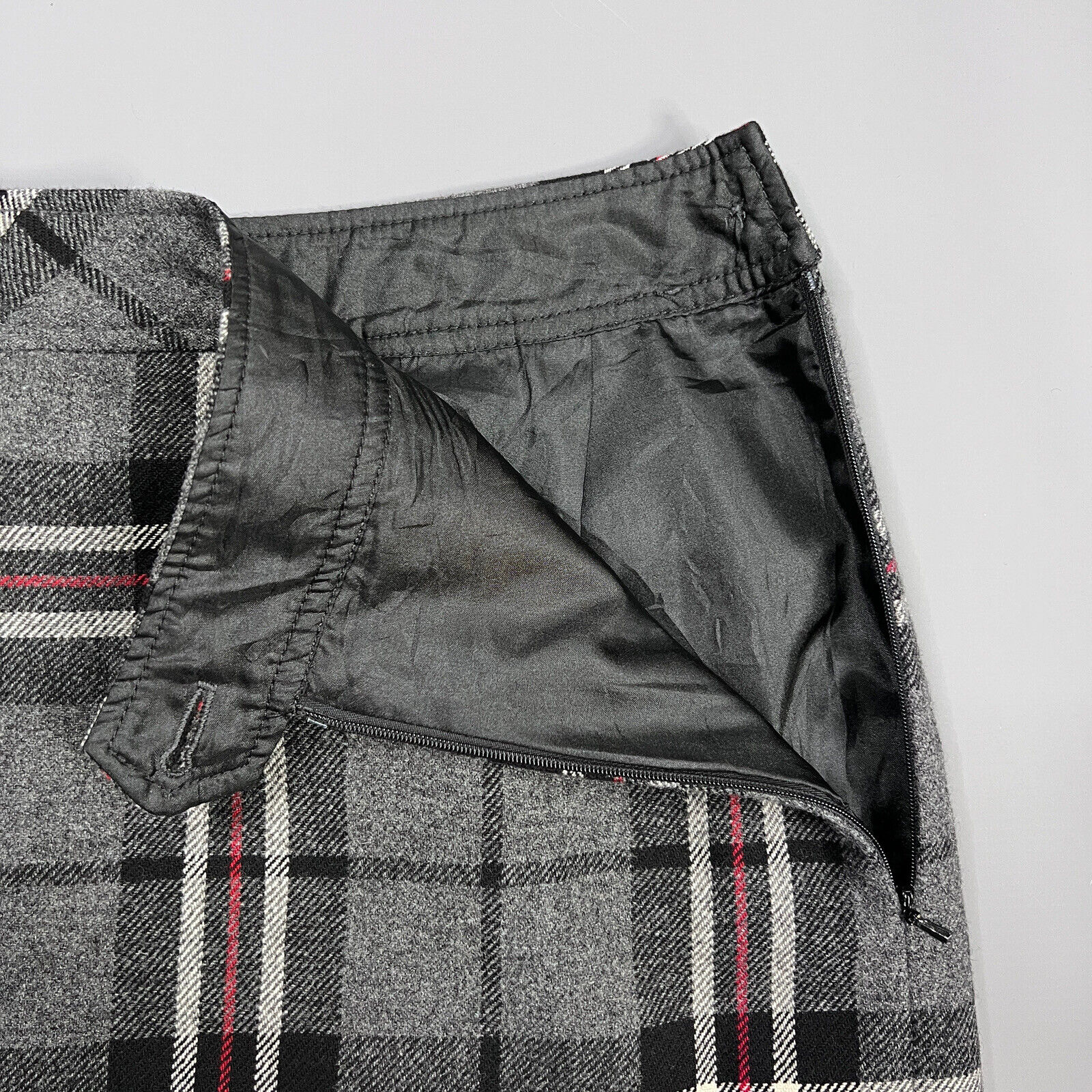 Eddie Bauer Skirt M L Womens Grey Mix Tartan Plai… - image 5