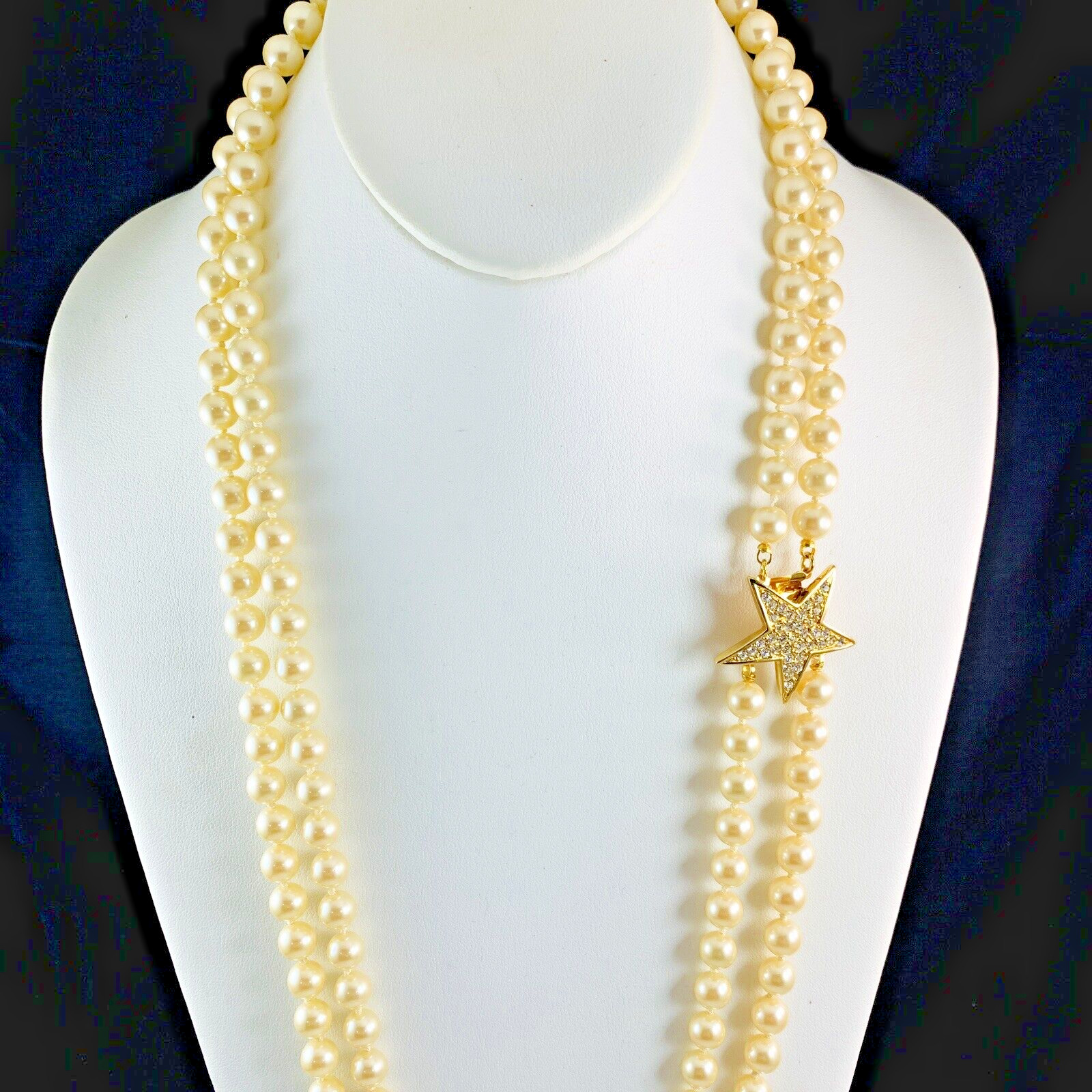 Vintage JOAN RIVERS Signed Faux Pearl Gold Tone R… - image 2