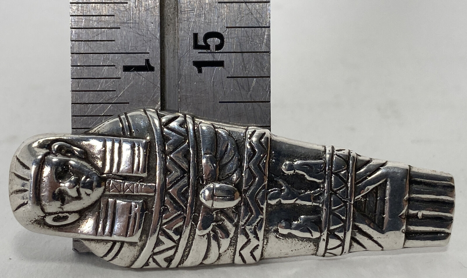 Vintage Sterling Pharaoh’s  Sarcophagus Pin 11 Gr… - image 9