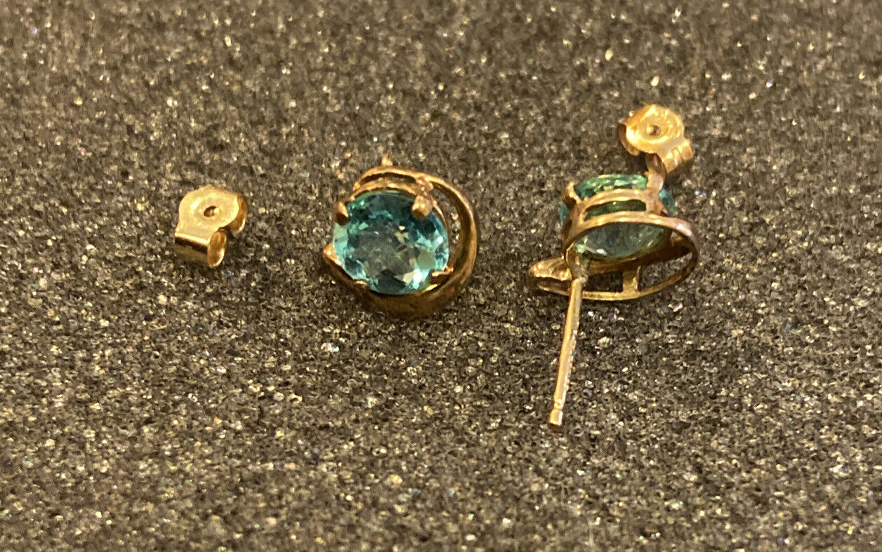 9ct yellow gold APATITE Round Stud Earrings plus … - image 9