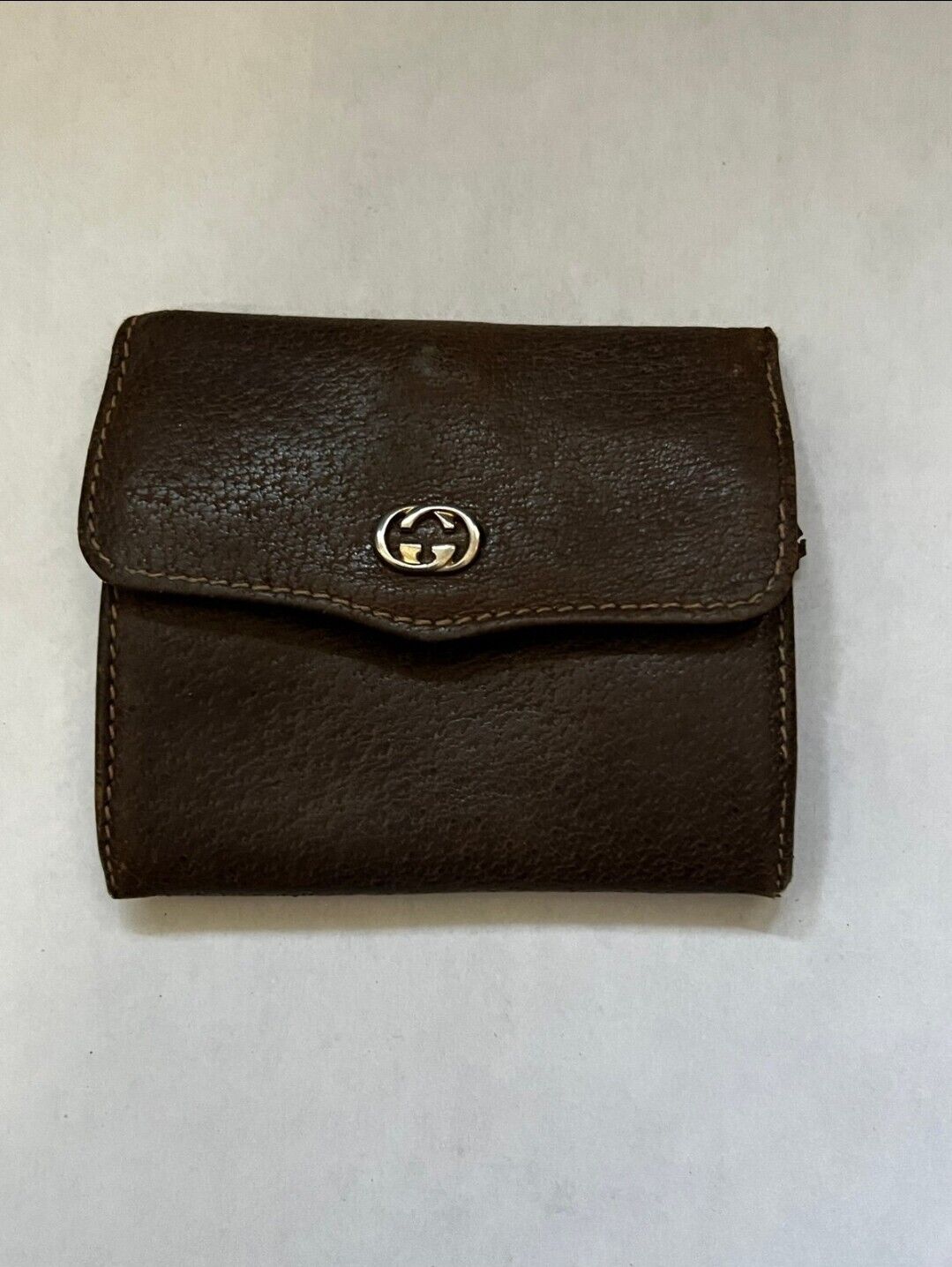 Vintage Gucci Wallet Coin Purse Leather Brown Gol… - image 1