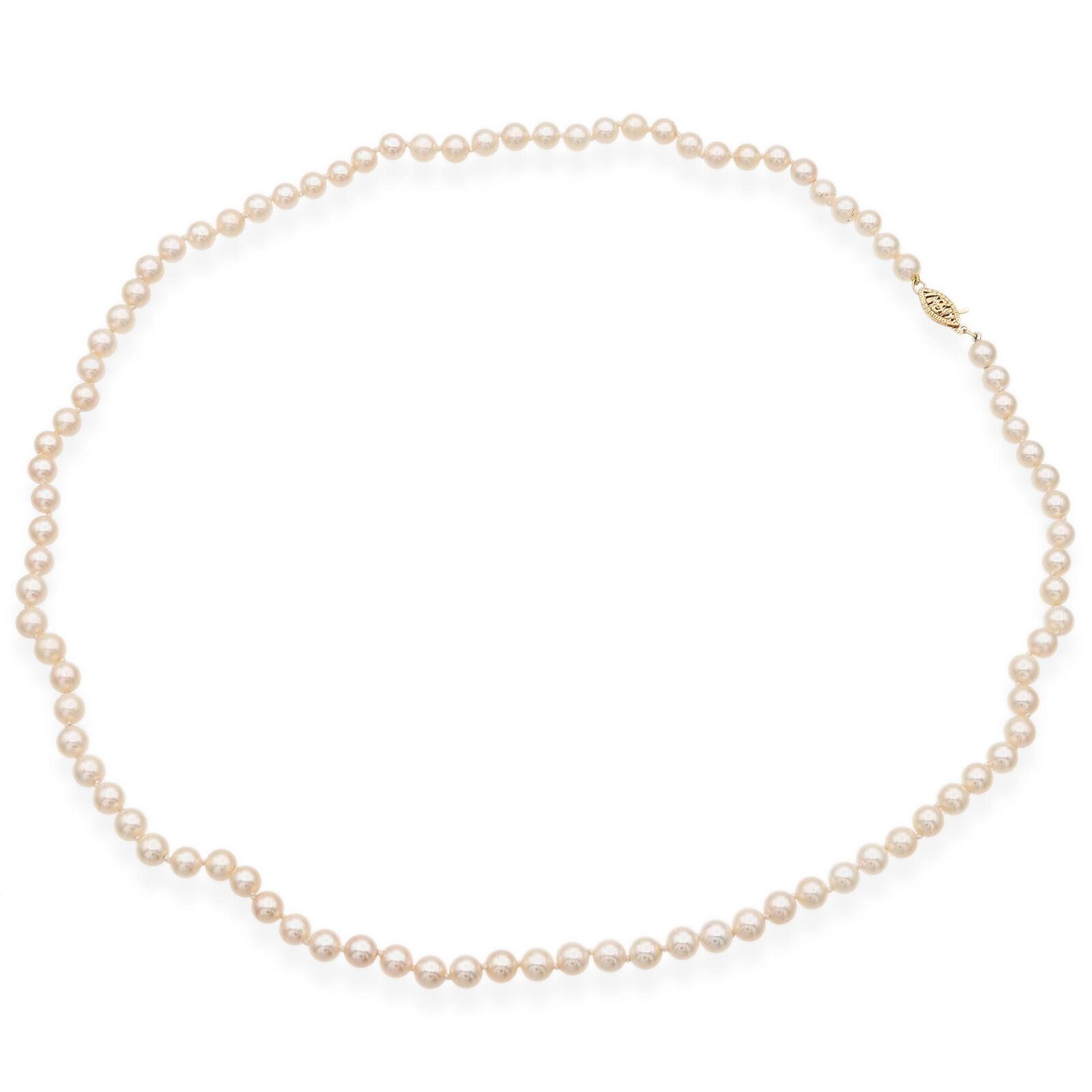 Vintage 14K Yellow Gold Pearl Beaded Strand Neckl… - image 1