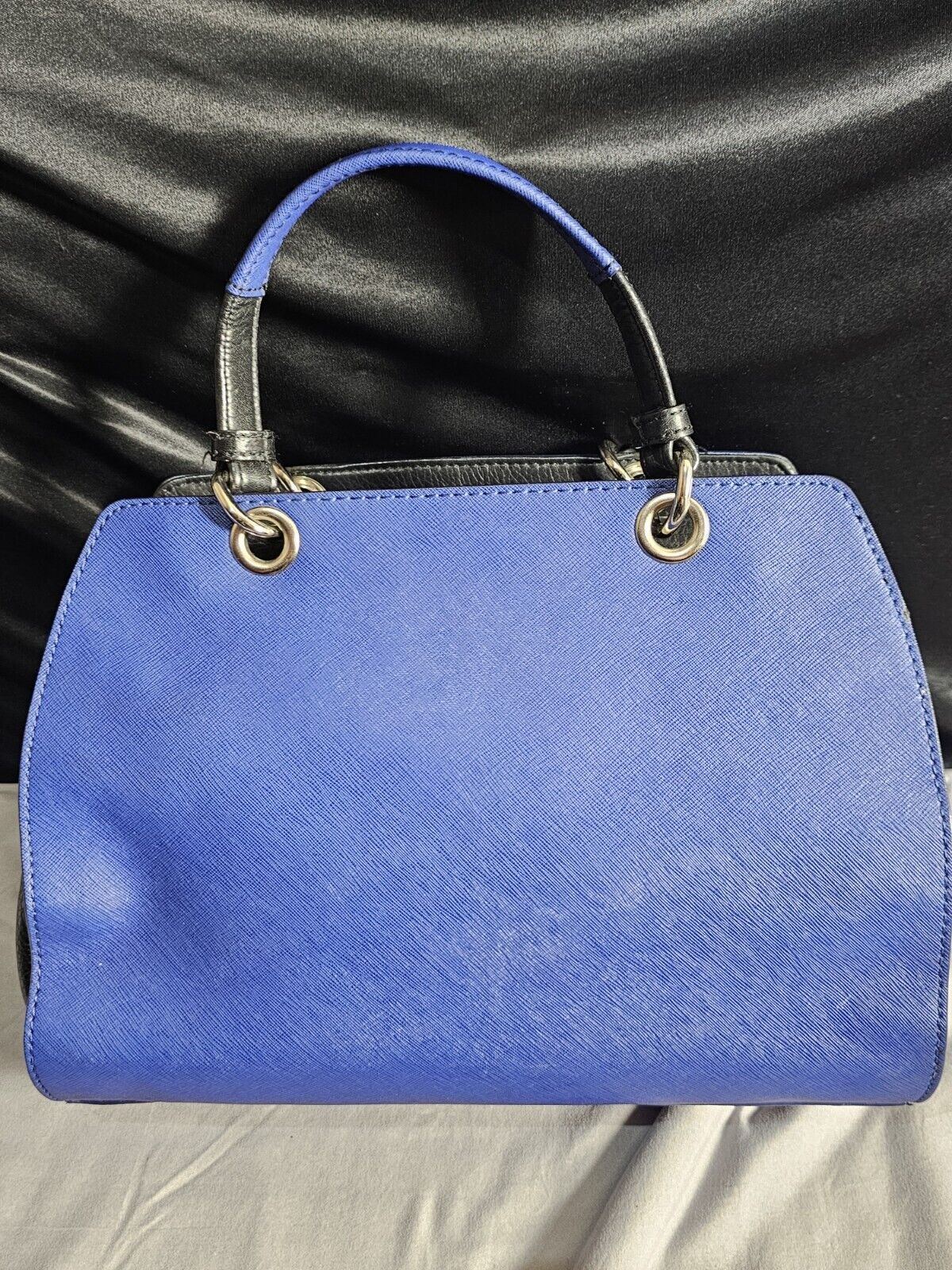 Audrey Brooke Leather "Fiona" Satchel (Blue & Bla… - image 2