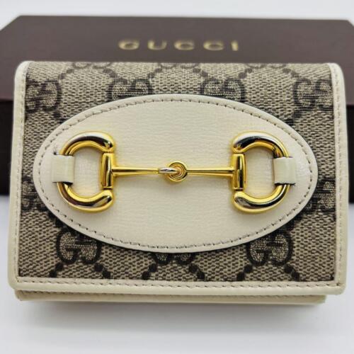 Gucci Bifold Wallet GG Supreme Horsebit Gold Hard… - image 1