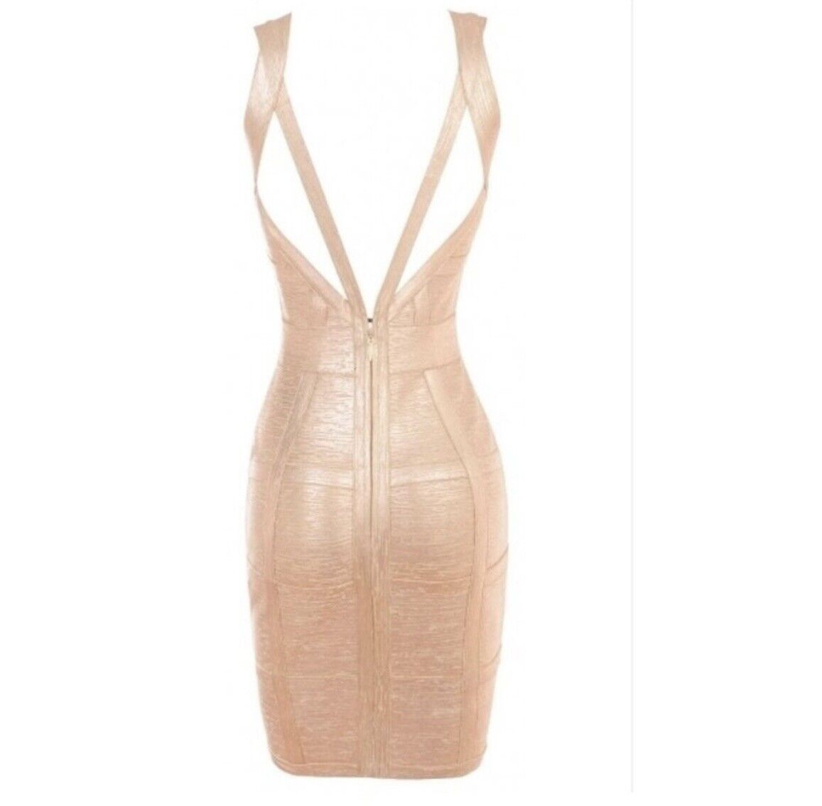 Rose Gold Bandage Bodycon Cocktail Dress - image 4