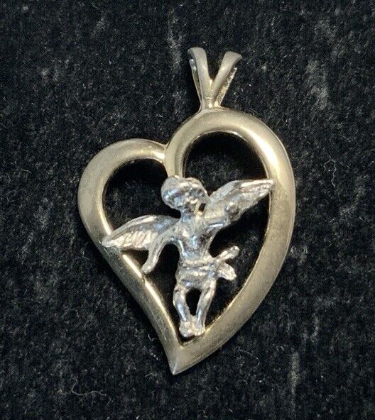 TK Sterling Silver 925 Cupid Heart Pendant IX78 - image 7