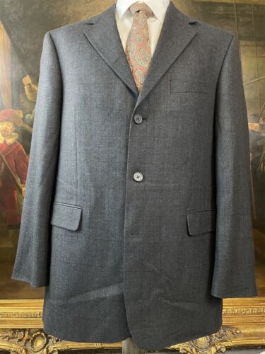 VTG Stafford 42L Wool Cashmere Herringbone Dark G… - image 1