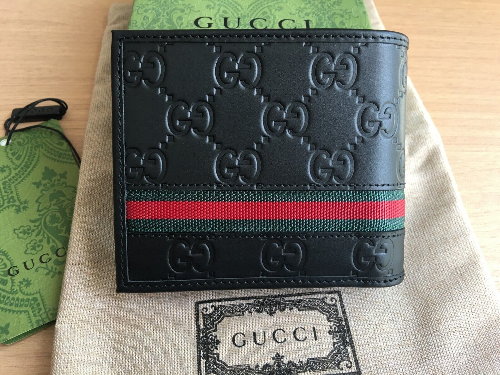 Gucci Signature Web Bi-fold Leather Wallet - Black - image 2