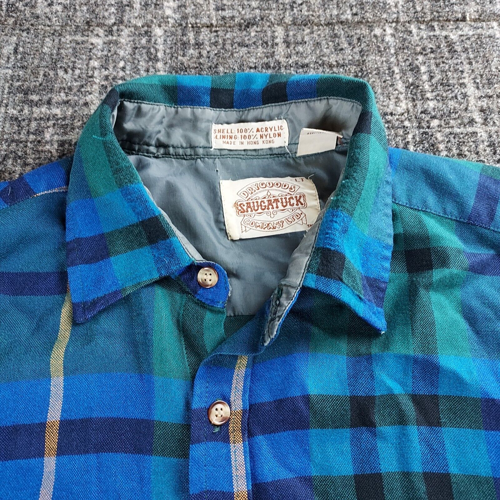 Vintage Saugatuck Dry Goods Mens Blue Green Plaid… - image 6