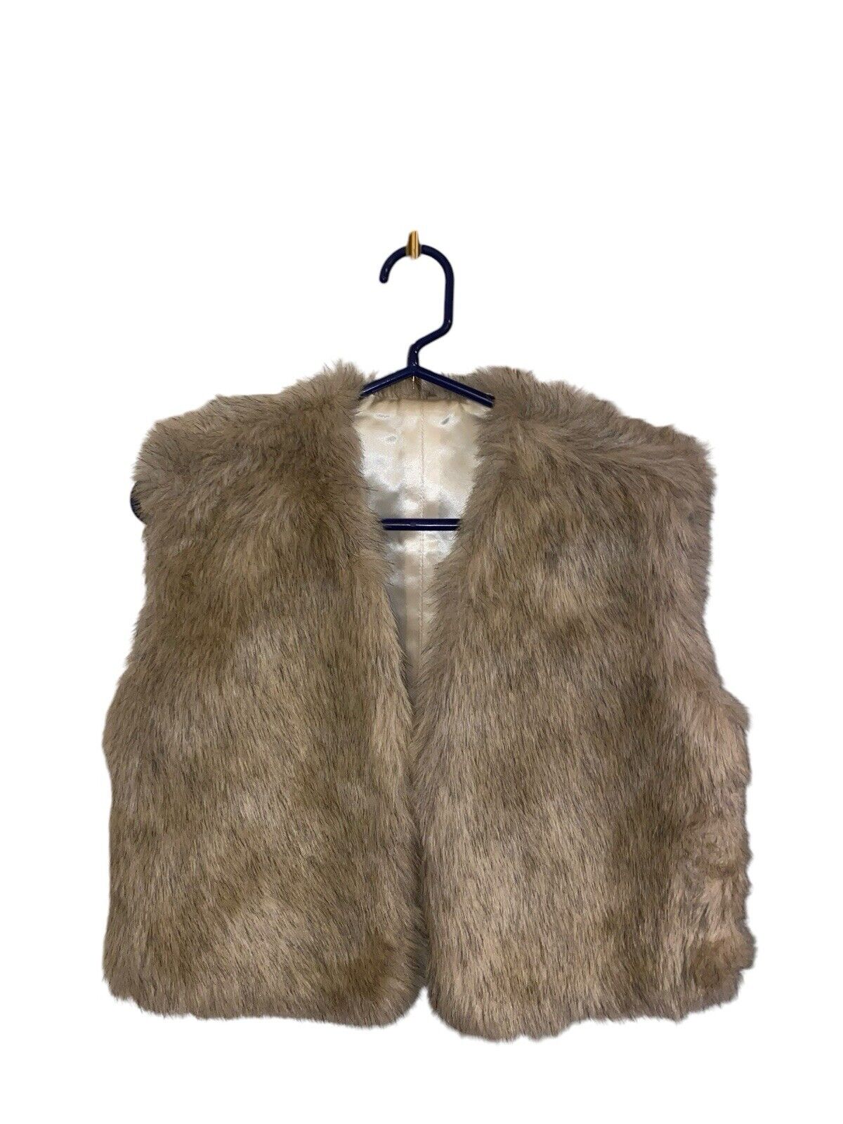 vintage faux fur cream and tan  vest - image 1