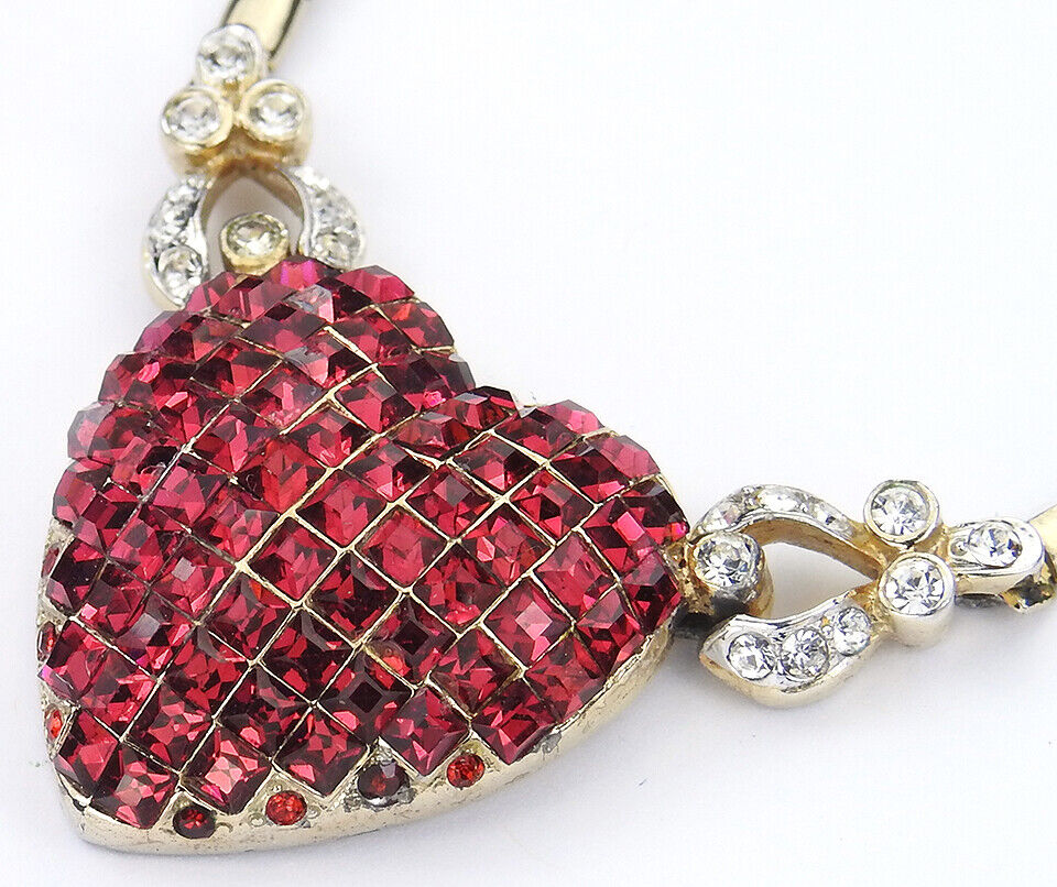 Corocraft Gold Pave and Invisibly Set Ruby Heart … - image 8