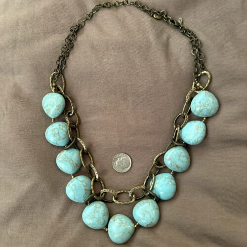 PREMIER DESIGNS FAUX TURQUOISE 20”DOUBLE STRAND A… - image 1