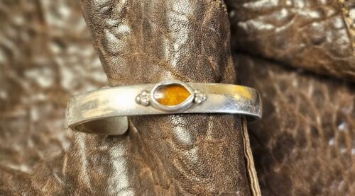 Navajo Richard Long Sr. Sterling Silver And Amber… - image 1