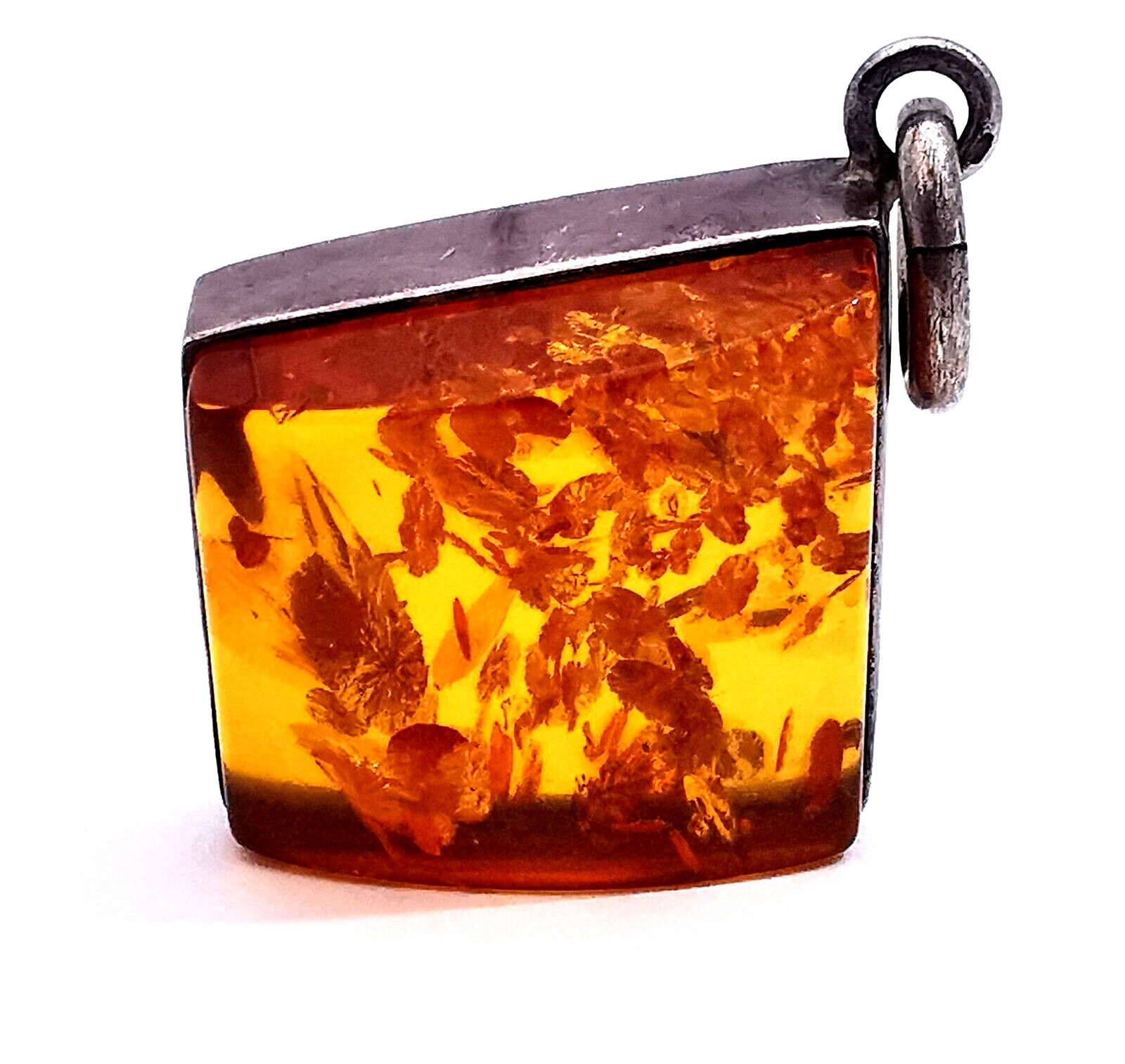 Baltic Amber Pendant Vintage Modernist Sterling S… - image 8