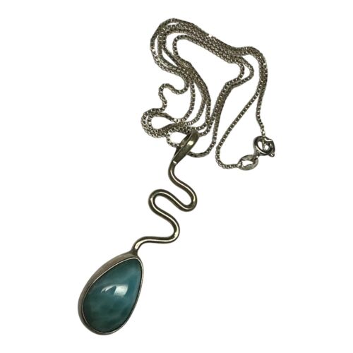 Vintage Sterling Silver 925 Larimar Pendant - image 1