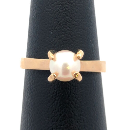 Designer 10K Yellow Gold Pearl Solitaire Size 6.5… - image 1