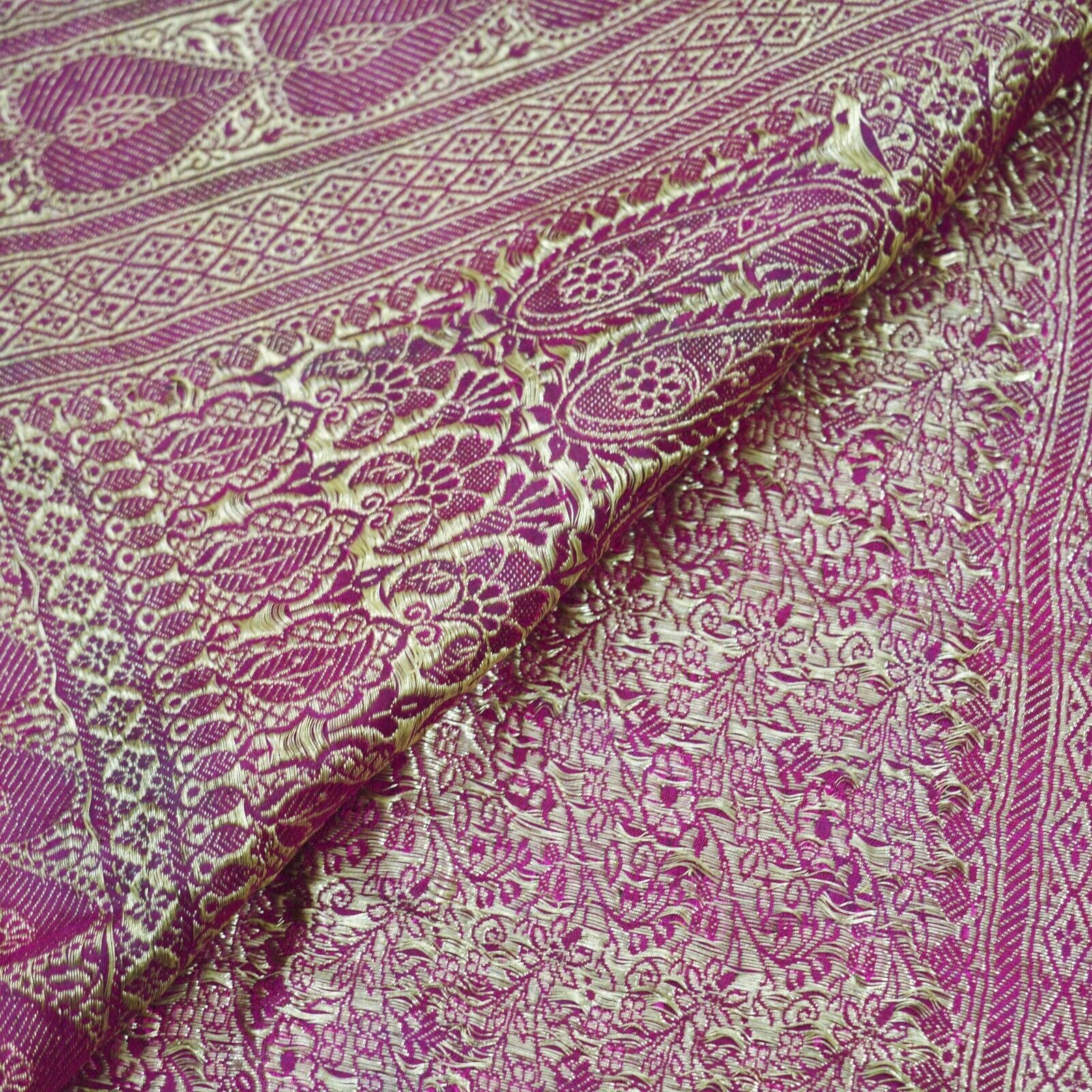 Vintage Sari Heavy Wedding Pure Satin Silk Rani P… - image 20