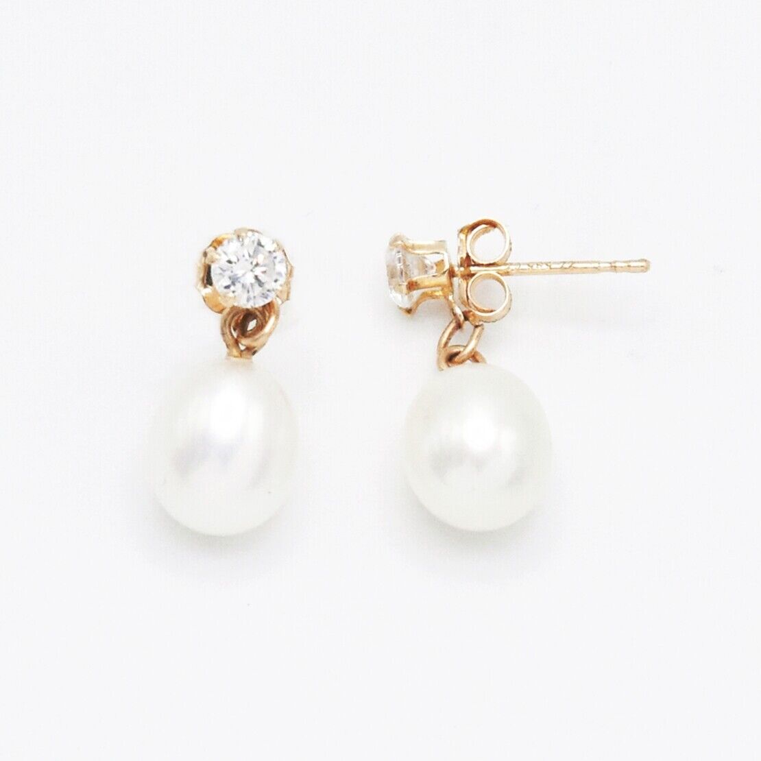 14k Yellow Gold Estate White Gemstone & Pearl Pos… - image 1