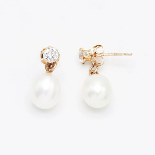 14k Yellow Gold Estate White Gemstone & Pearl Pos… - image 1