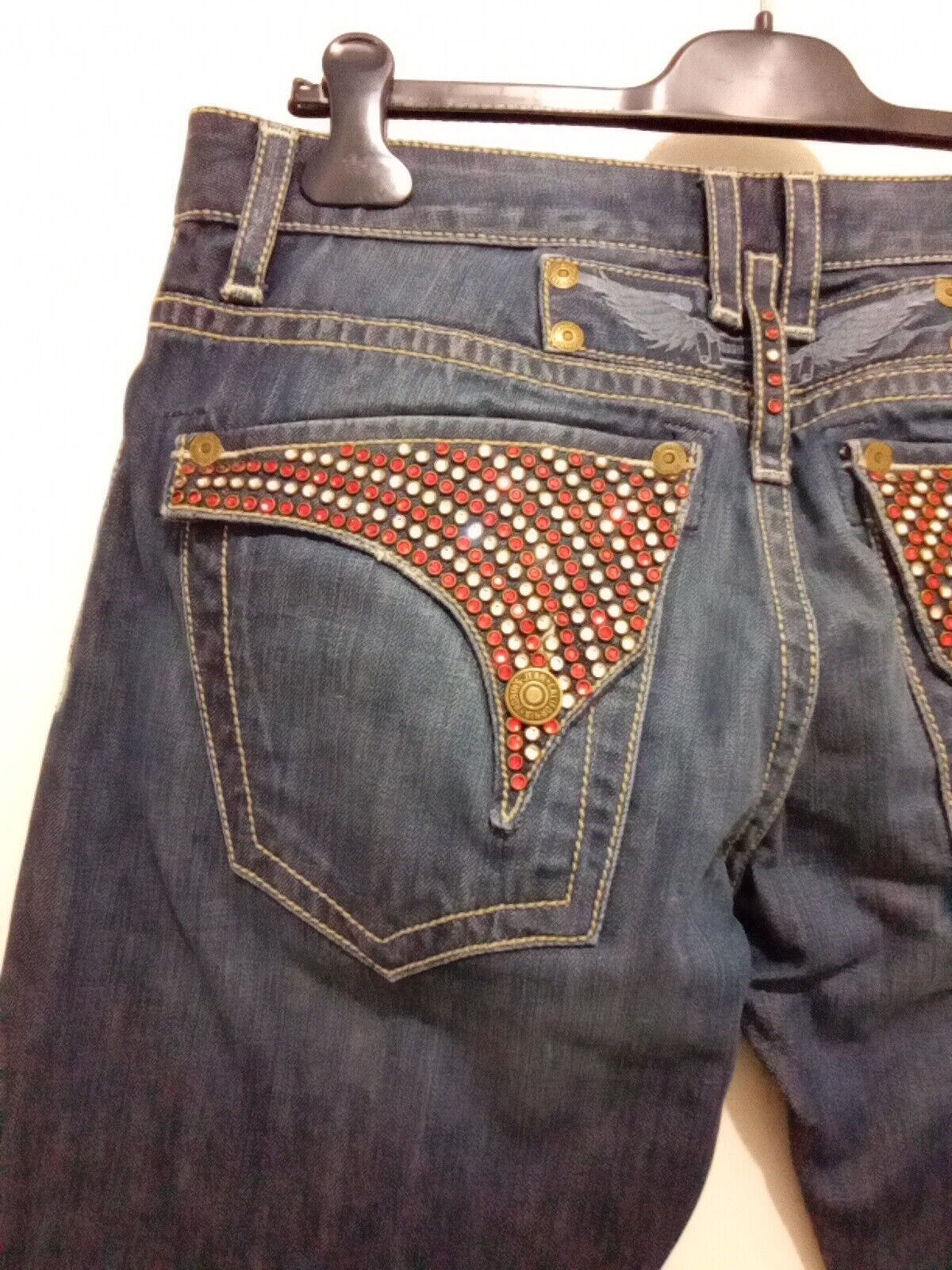 ROBIN'S Jean Blue Jeans Long Flap Red Swarovski/S… - image 6