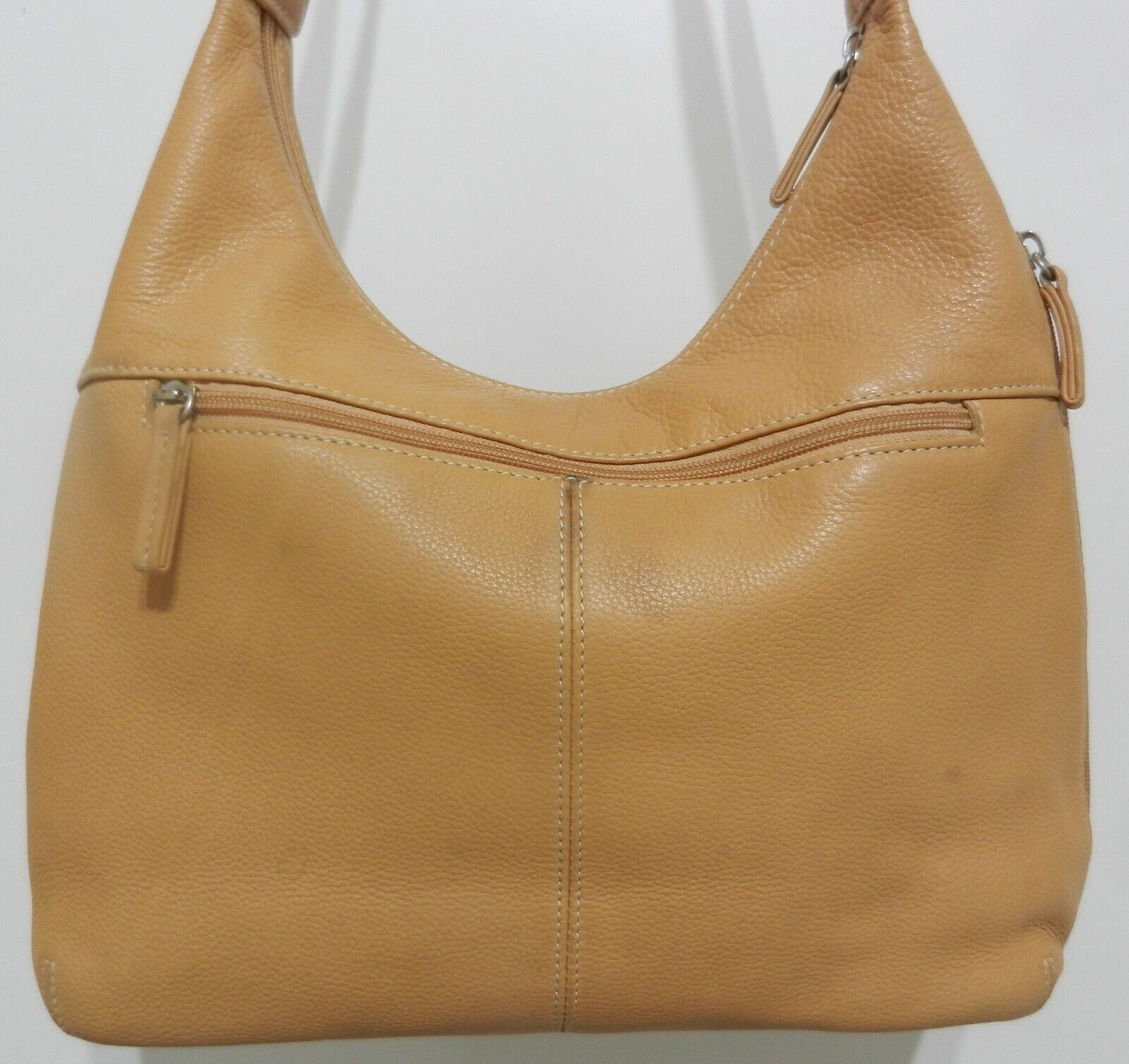 Tignanello Camel Tan Pebbled Leather Hobo Top-Zip… - image 3