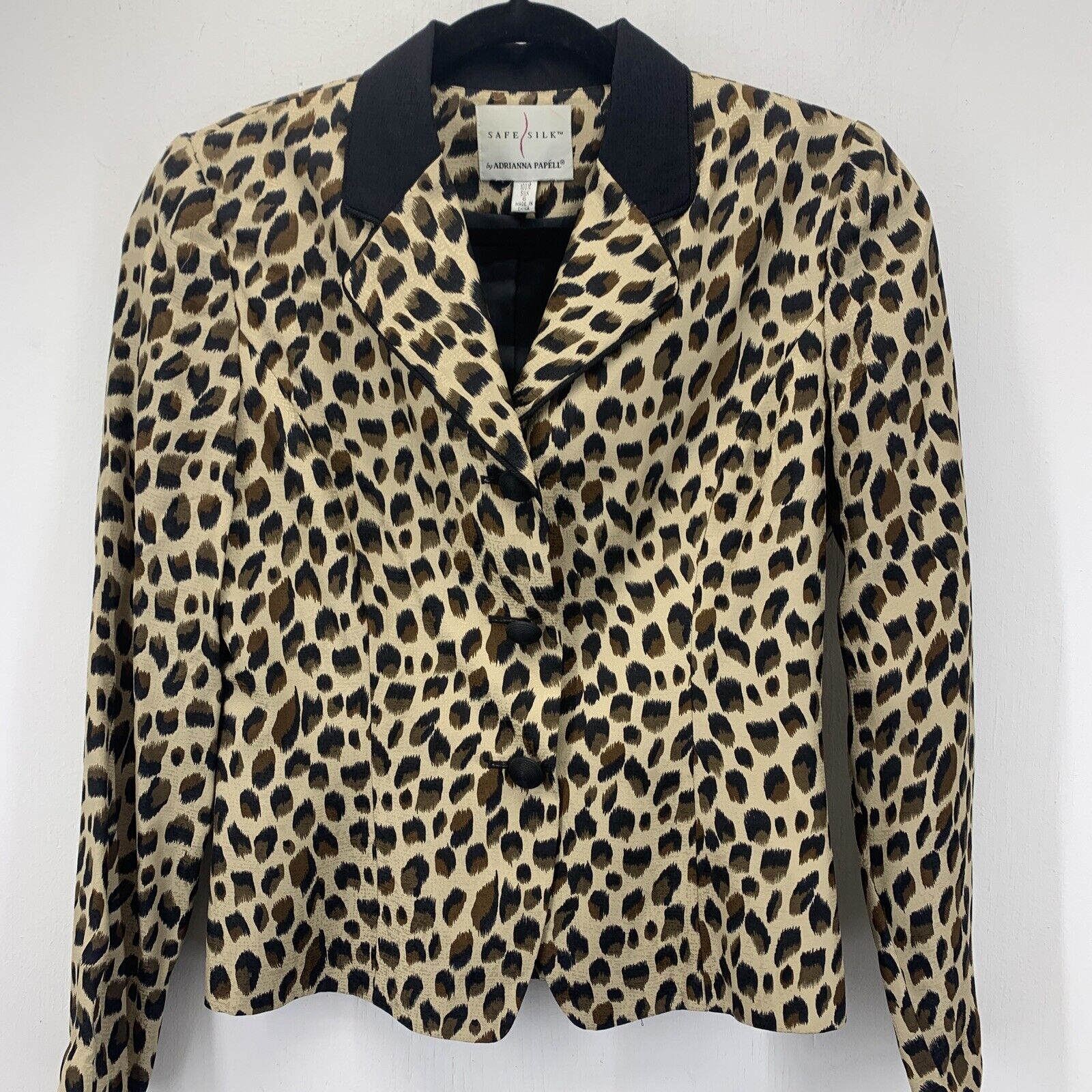 Adrianna Papell Womens 6 Safe Silk Blouse Animal … - image 1