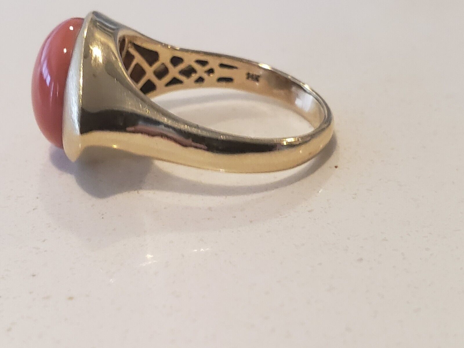 Very Unique 14k Coral Ring - image 2