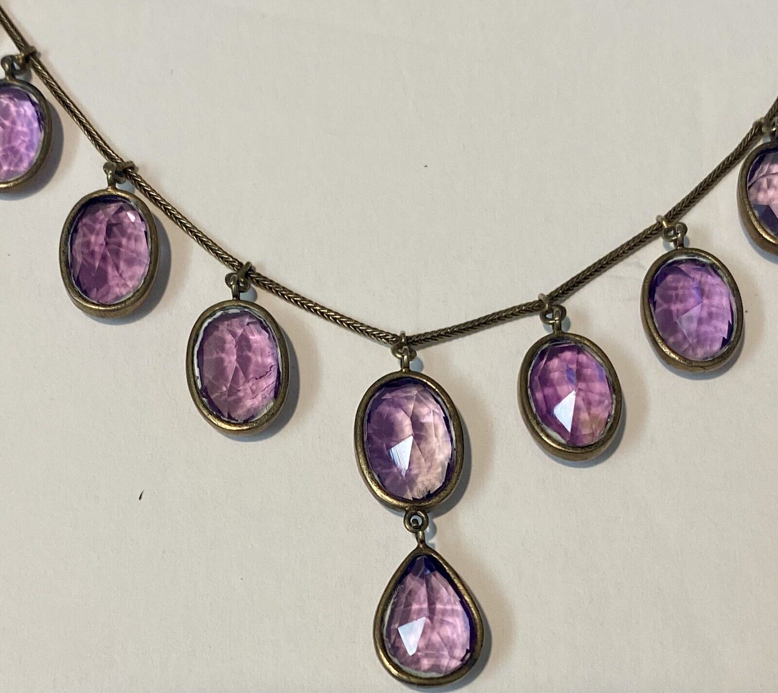 K21)- Antique Gold  Victorian 12 Large Amethyst D… - image 9