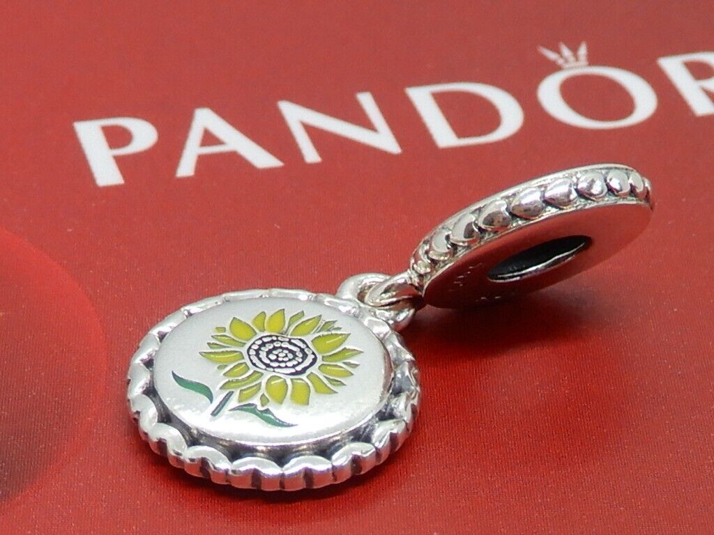 Genuine Pandora Yellow Flower Silver Dangle Charm… - image 1