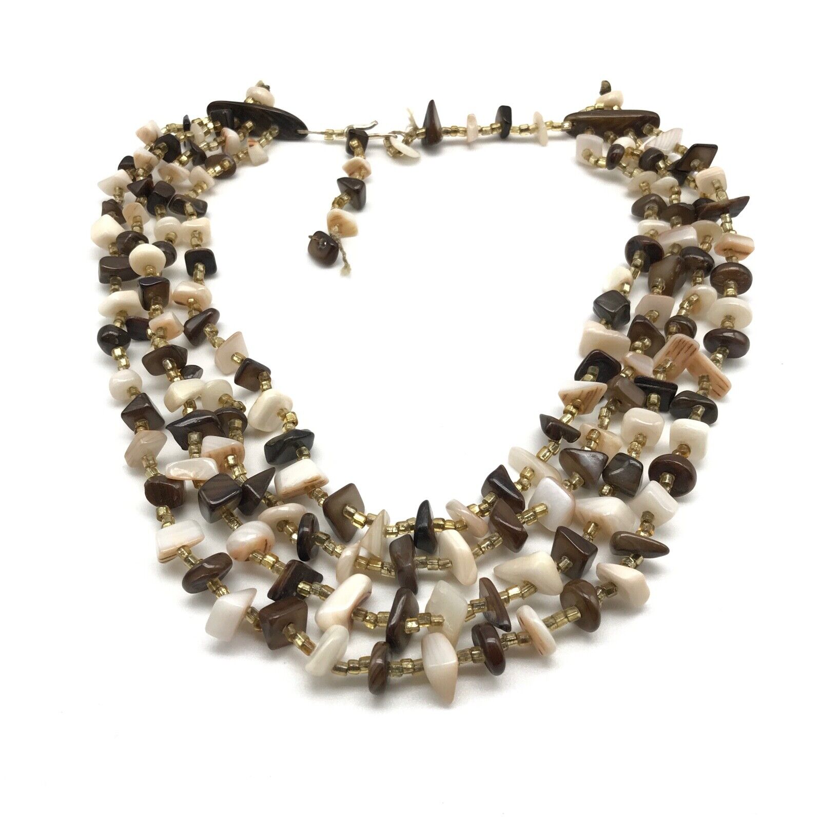 Vintage Mother Of Pearl Nugget Beaded Four Strand… - image 2