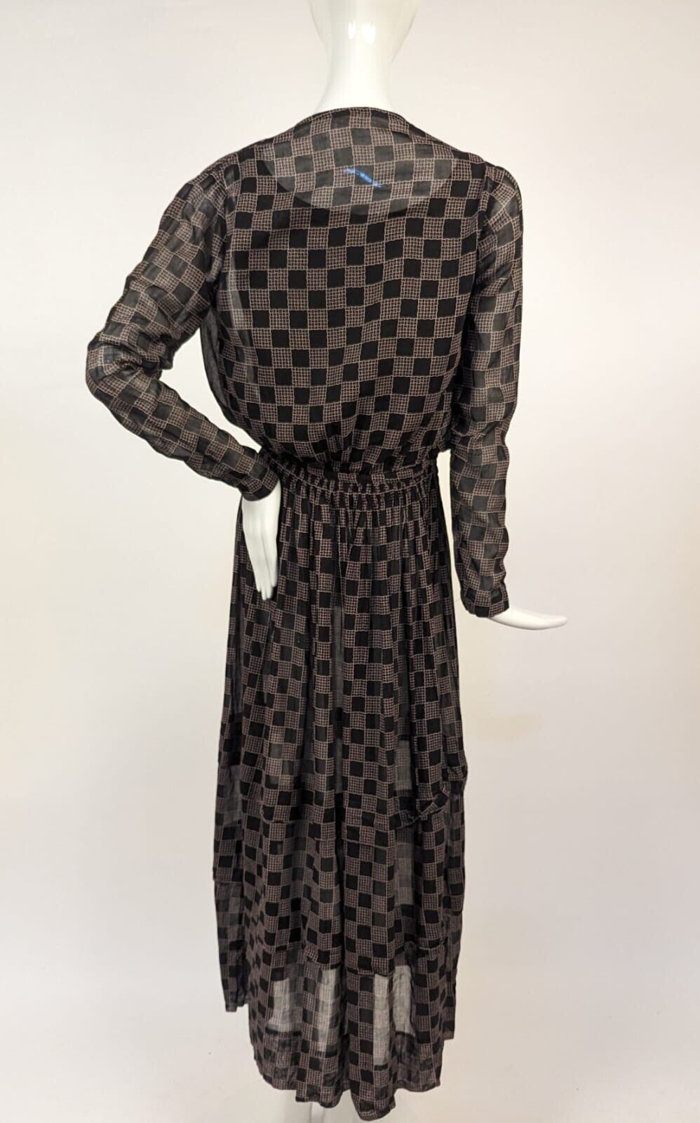 EDWARDIAN SHEER CHECKER WOVEN MUSLIN DRESS - image 5