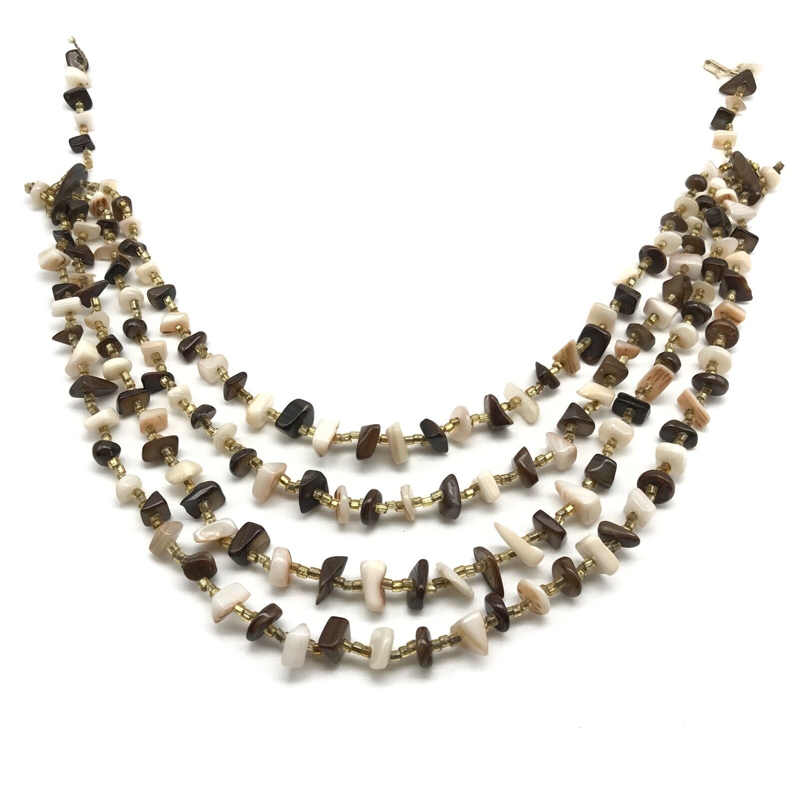 Vintage Mother Of Pearl Nugget Beaded Four Strand… - image 8