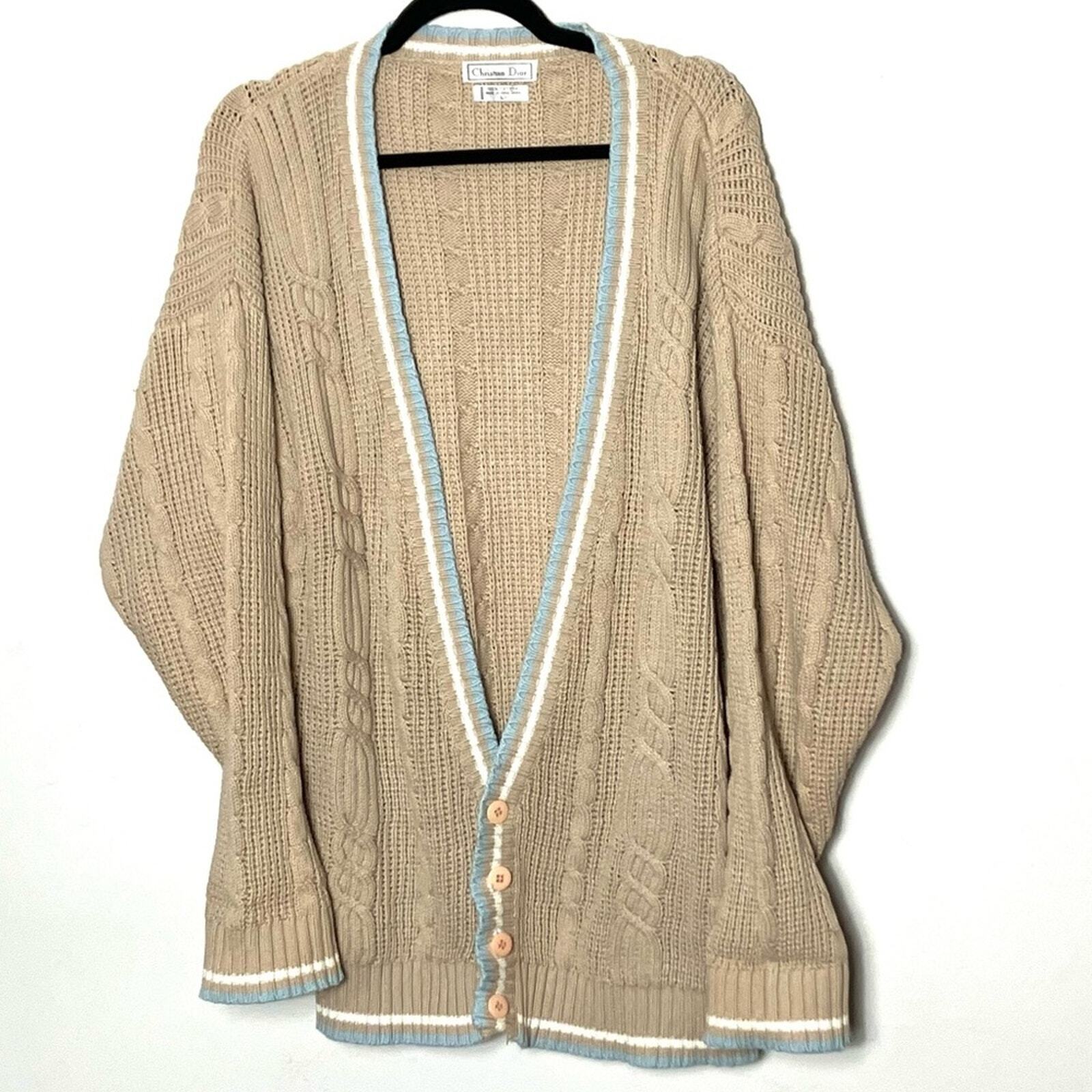 Christian Dior Vintage Cable Knit Cardigan Sweate… - image 1